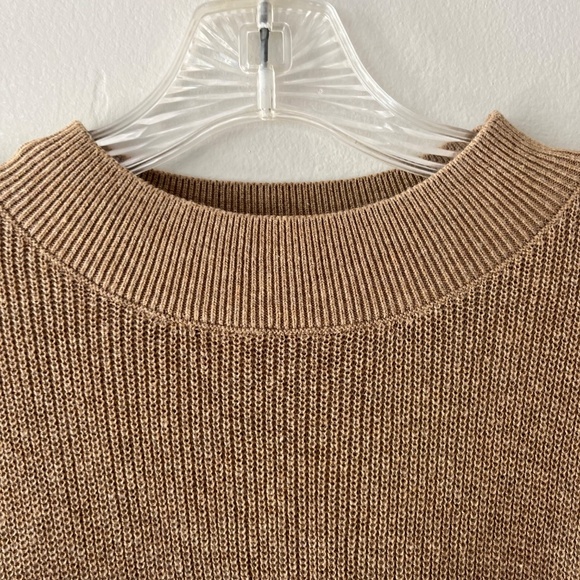 J.CREW One Size Tan White Mock Neck Poncho Stripe Pullover Sweater Cover Up - Picture 4 of 9